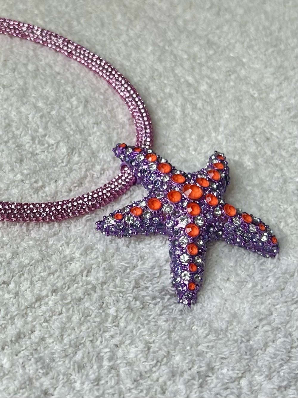 Betsey Johnson Mermaid Jewels Purple Starfish Pendant Rope Necklace NWT